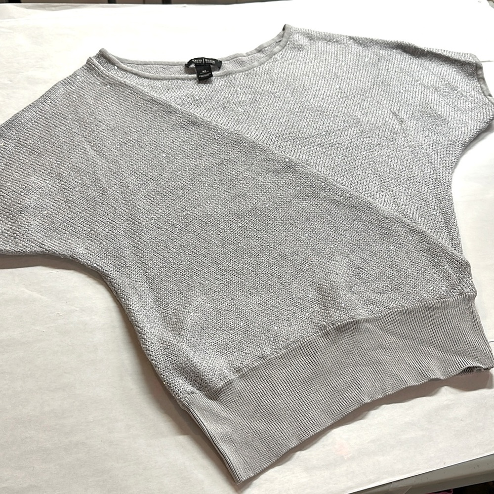 WHBM silver sequin short sleeve sweater size xs